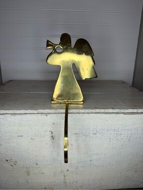 Vintage Kurt Adler Solid Brass Angel Stocking Holder Long Heavy Gold IN517, IOB